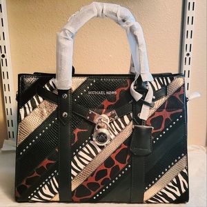 Michael Kors Nouveau Hamilton Black Large Leather Satchel NWT